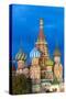 St. Basil's Cathedral lit up at night, UNESCO World Heritage Site, Moscow, Russia, Europe-Miles Ertman-Stretched Canvas