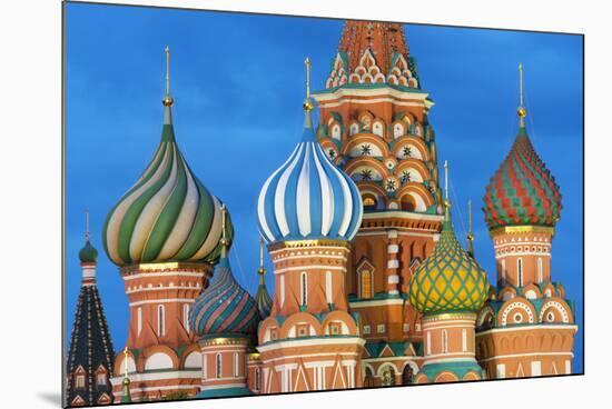 St. Basil's Cathedral lit up at night, UNESCO World Heritage Site, Moscow, Russia, Europe-Miles Ertman-Mounted Photographic Print