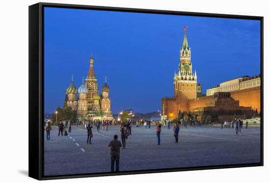 St. Basils Cathedral and the Kremlin in Red Square, Moscow, Russia-Gavin Hellier-Framed Stretched Canvas