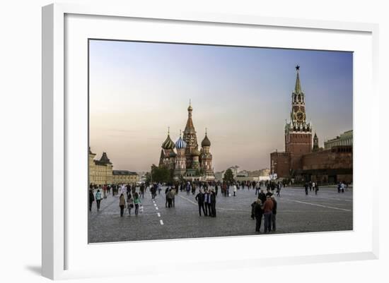 St. Basils Cathedral and the Kremlin in Red Square, Moscow, Russia-Gavin Hellier-Framed Photographic Print