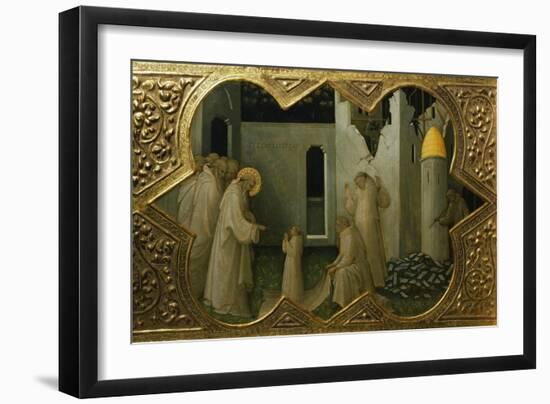 St. Benedict Saving Life of Young Monk, Detail from Predella of Coronation of Virgin, 1414-Lorenzo Monaco-Framed Giclee Print