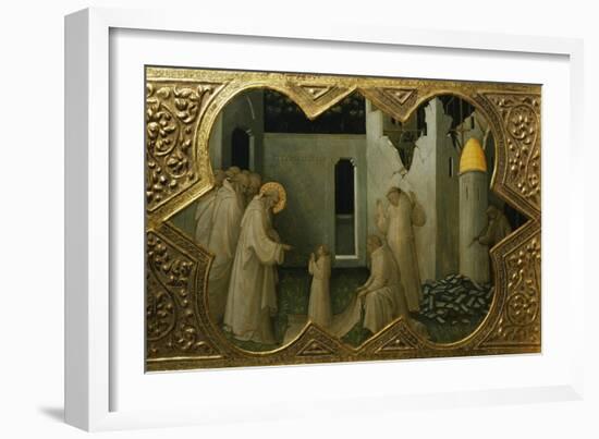 St. Benedict Saving Life of Young Monk, Detail from Predella of Coronation of Virgin, 1414-Lorenzo Monaco-Framed Giclee Print