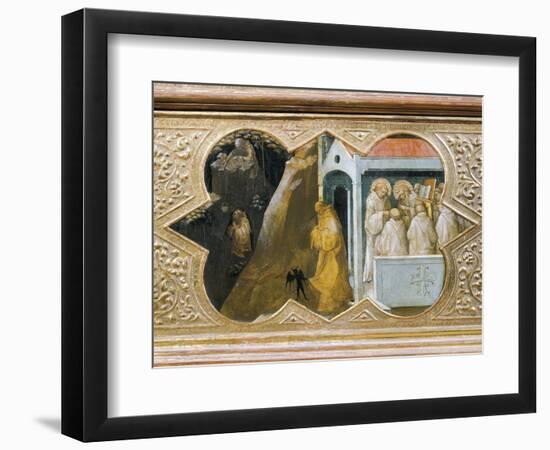 St. Benedict Tempted by Devil Founding His Palace, Detail of Predella of Coronation of Virgin, 1414-Lorenzo Monaco-Framed Giclee Print