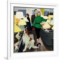 "St. Bernard in Lamp Shop", October 25, 1952-George Hughes-Framed Giclee Print