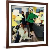 "St. Bernard in Lamp Shop", October 25, 1952-George Hughes-Framed Giclee Print