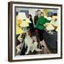 "St. Bernard in Lamp Shop", October 25, 1952-George Hughes-Framed Giclee Print