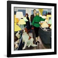 "St. Bernard in Lamp Shop", October 25, 1952-George Hughes-Framed Giclee Print