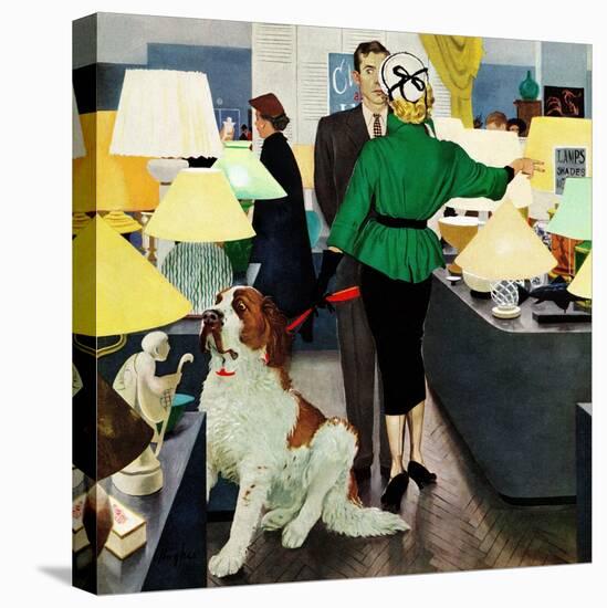 "St. Bernard in Lamp Shop", October 25, 1952-George Hughes-Stretched Canvas