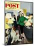 "St. Bernard in Lamp Shop" Saturday Evening Post Cover, October 25, 1952-George Hughes-Mounted Giclee Print