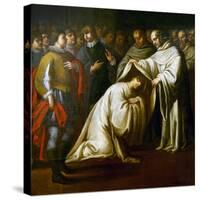 St Bernard of Clairvaux Covering a Man with Robes-Bento Coelho da Silveira-Stretched Canvas