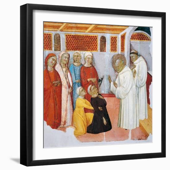 St Bernard of Clairvaux Exorcising Someone Possessed-Ferrer Bassa-Framed Giclee Print