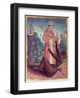 St. Bernard of Menthon Overcoming a Demon, from a Book of Hours, 1490-null-Framed Premium Giclee Print