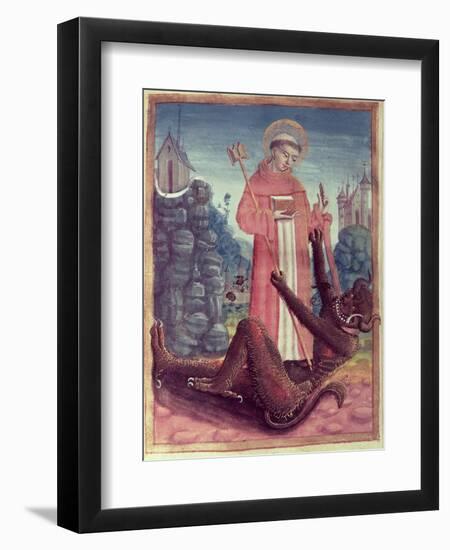 St. Bernard of Menthon Overcoming a Demon, from a Book of Hours, 1490-null-Framed Premium Giclee Print