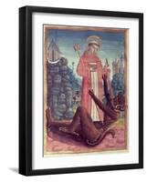 St. Bernard of Menthon Overcoming a Demon, from a Book of Hours, 1490-null-Framed Giclee Print