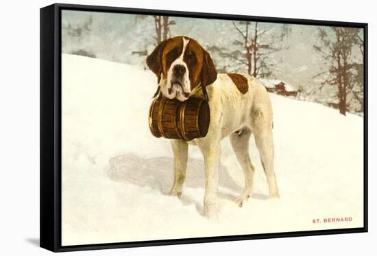 St. Bernard with Rescue Keg-null-Framed Stretched Canvas