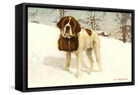 St. Bernard with Rescue Keg-null-Framed Stretched Canvas