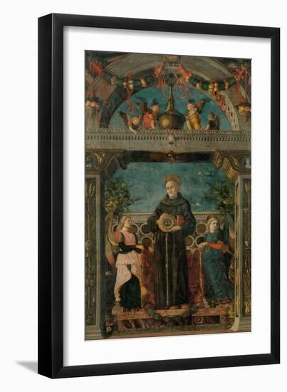 St. Bernardine of Siena and Angels-Andrea Mantegna-Framed Art Print