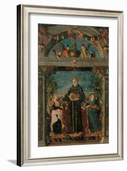 St. Bernardine of Siena and Angels-Andrea Mantegna-Framed Art Print