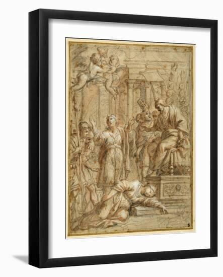 St. Bibiana Lies Martyred before the Prefect Apronianus-Pietro Da Cortona-Framed Giclee Print