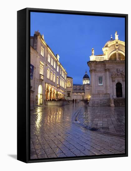 St. Blaise Church and Cathedral at Night, Old Town, UNESCO World Heritage Site, Dubrovnik, Croatia,-Martin Child-Framed Stretched Canvas