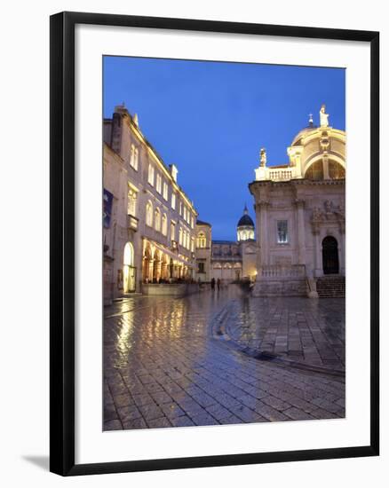 St. Blaise Church and Cathedral at Night, Old Town, UNESCO World Heritage Site, Dubrovnik, Croatia,-Martin Child-Framed Photographic Print