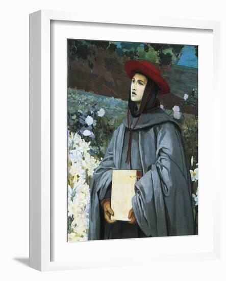 St Bonaventura, Detail from the Apparition of the Virgin to St Francis of Assisi and Bonaventure-Luigi Serra-Framed Giclee Print