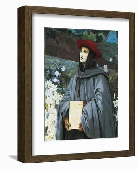 St Bonaventura, Detail from the Apparition of the Virgin to St Francis of Assisi and Bonaventure-Luigi Serra-Framed Giclee Print