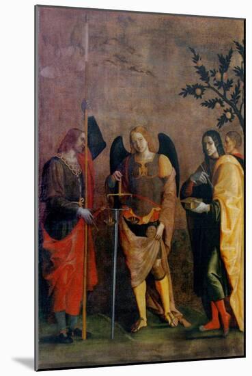 St. Bovo, Archangel Michael, St. Cosmas and St. Damian-Caroto Gian Francesco-Mounted Art Print