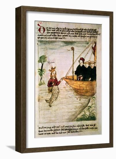 St. Brendan and a Siren, from the German Translation of 'Navigatio Sancti Brendani Abbatis', C.1476-German-Framed Giclee Print