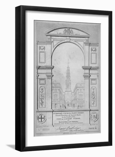 St Bride's Church, Fleet Street, City of London, 1827-W Wallis-Framed Premium Giclee Print