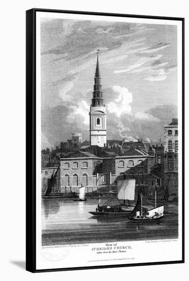 St Bride's Church, London, 1815-Matthews-Framed Stretched Canvas