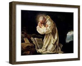 St. Bruno (1030-1101) Praying in the Desert, 1763-Jean Bernard Restout-Framed Giclee Print