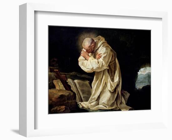 St. Bruno (1030-1101) Praying in the Desert, 1763-Jean Bernard Restout-Framed Giclee Print