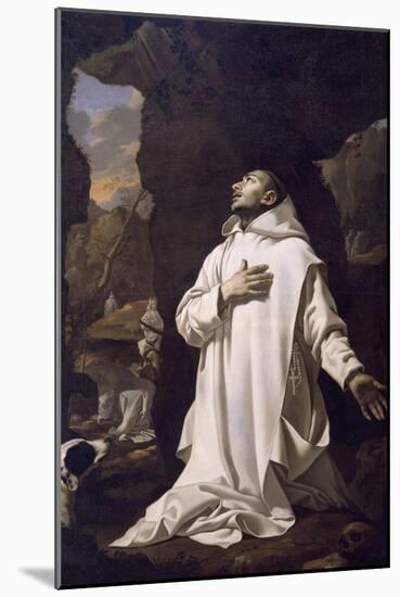 St Bruno Praying in Desert, by Nicolas Mignard-null-Mounted Giclee Print