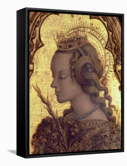 St. Catherine of Alexandria, Detail from the San Martino Polyptych-Carlo Crivelli-Framed Stretched Canvas