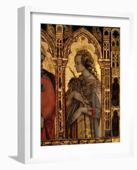 St. Catherine of Alexandria, Detail from the San Martino Polyptych-Carlo Crivelli-Framed Giclee Print