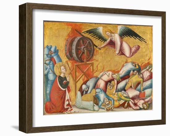 St. Catherine of Alexandria Freed from the Wheel, c.1325-1330-Pseudo Jacopino di Francesco-Framed Giclee Print