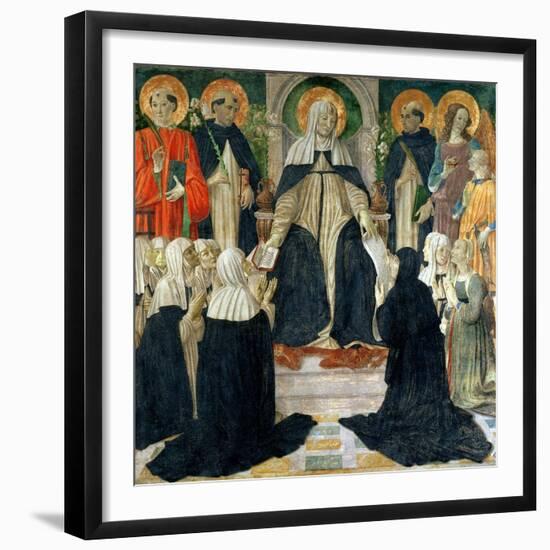 St. Catherine of Siena as the Spiritual Mother of the 2nd and 3rd Orders of St. Dominic-Cosimo Rosselli-Framed Giclee Print