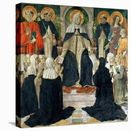 St. Catherine of Siena as the Spiritual Mother of the 2nd and 3rd Orders of St. Dominic-Cosimo Rosselli-Stretched Canvas