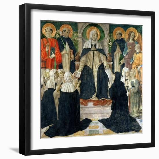 St. Catherine of Siena as the Spiritual Mother of the 2nd and 3rd Orders of St. Dominic-Cosimo Rosselli-Framed Premium Giclee Print