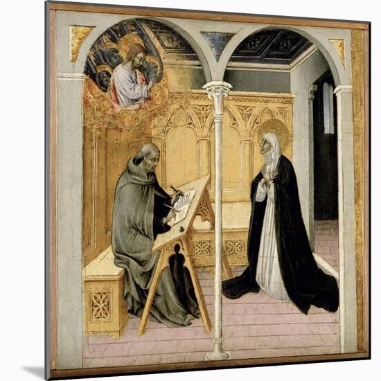 St. Catherine of Siena Dictating Her Dialogues, C.1447-61 (Tempera on Panel)-Giovanni di Paolo di Grazia-Mounted Giclee Print