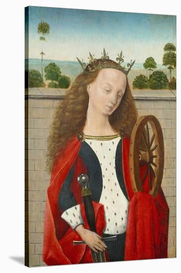 St. Catherine Standing in Front of a Wall-Baseler Schule-Stretched Canvas