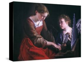 St. Cecilia And An Angel-Orazio Gentileschi-Stretched Canvas