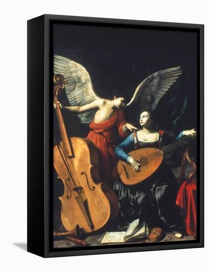 St. Cecilia And The Angel-Carlo Saraceni-Framed Stretched Canvas