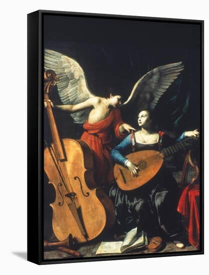 St. Cecilia And The Angel-Carlo Saraceni-Framed Stretched Canvas