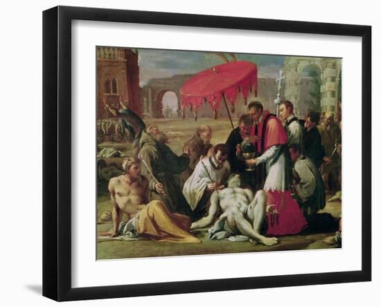 St. Charles Borromeo (1538-84) Administering the Sacrament to Plague Victims in 1576-Sigismondo Caula-Framed Giclee Print