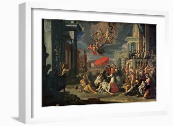 St. Charles Borromeo Administering the Sacrament to Plague Victims in 1576-Sigismondo Caula-Framed Giclee Print