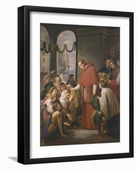 St. Charles Borromeo, Archbishop of Milan, Distributing Alms to the Poor, 1853-José Salomé Pina-Framed Giclee Print