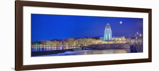 St. Charles Municipal Building at night, Fox River, St. Charles, Illinois, USA-Panoramic Images-Framed Photographic Print