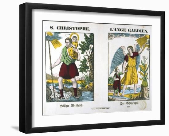 St Christopher and a Guardian Angel, 19th Century-null-Framed Giclee Print